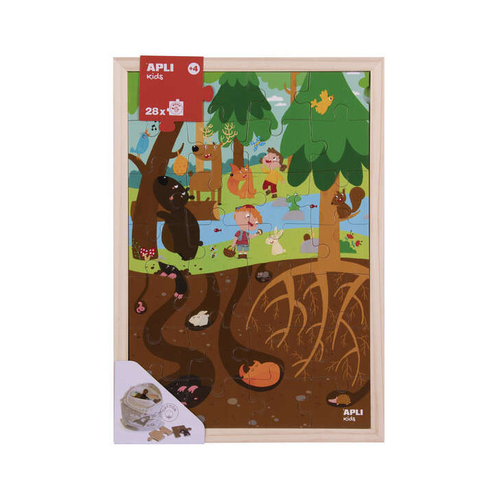 Apli Kids Puzle de Niveles el Bosque - 254x5x376 mm - Diseño Infantil y Colorido - Piezas Resistentes y Seguras - Mejora la Co