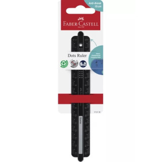 Faber-Castell Dots Regla Recta 15cm - Panel para Nombre - Escalas para Zurdos y Diestros - Color Negro