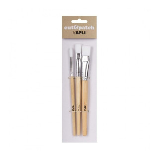Apli Pack de 3 de Pinceles de Madera para Manualidades - Cerdas de Nylon - Puntas Redonda y Plana - Ideal para Papeles Cut&Patc