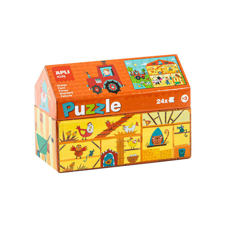 Apli Kids Puzle Granja - 24 Piezas de 7x7cm - Diseño Infantil y Colorido - Piezas Resistentes y Seguras - Desarrolla Habilidad
