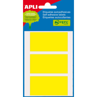Apli Minibolsa de 15 Etiquetas Rectangulares 34x67mm - 5 Hojas por 3 Etiquetas - Adhesivo Permanente - Cantos Romos - Color Ama