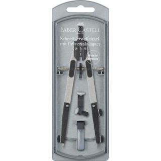 Faber-Castell Compas de Ajuste Rapido 3.5mm - Articulaciones en ambos Brazos - Para Circunferencias de hasta Ø 390mm - Accesor