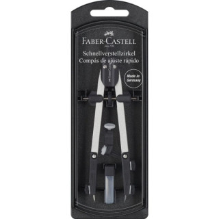 Faber-Castell Compas de Ajuste Rapido - Articulaciones en ambos Brazos - Accesorios de Recambio - Adaptador Universal