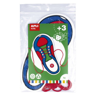Apli Juego de Aprendizaje para Atar Zapatos - Plantilla de Plastico en Forma de Zapato de 100x210mm - Desarrolla Psicomotricida