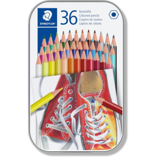 Staedtler 175 Caja Metalica de 36 Lapices Hexagonales de Colores - Colores Surtidos