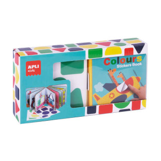 Apli Libro de Pegatinas Formas Geometricas - Tamaño 100x100x40mm - 10 Paginas de Carton Rigido 3mm - 4 Hojas de Gomets Removib