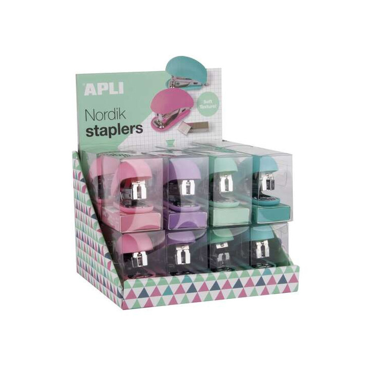 Apli Nordik Collection Grapadora Pequeña - Grapas Nº22/6-24/6 - Cada Grapadora Incluye 1.000 Grapas - Colores Surtidos