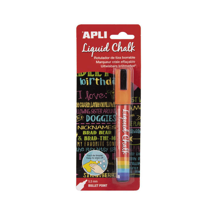 Apli Rotulador de Tiza Liquida - Punta Redonda de 5.5mm - Ideal para Pizarras