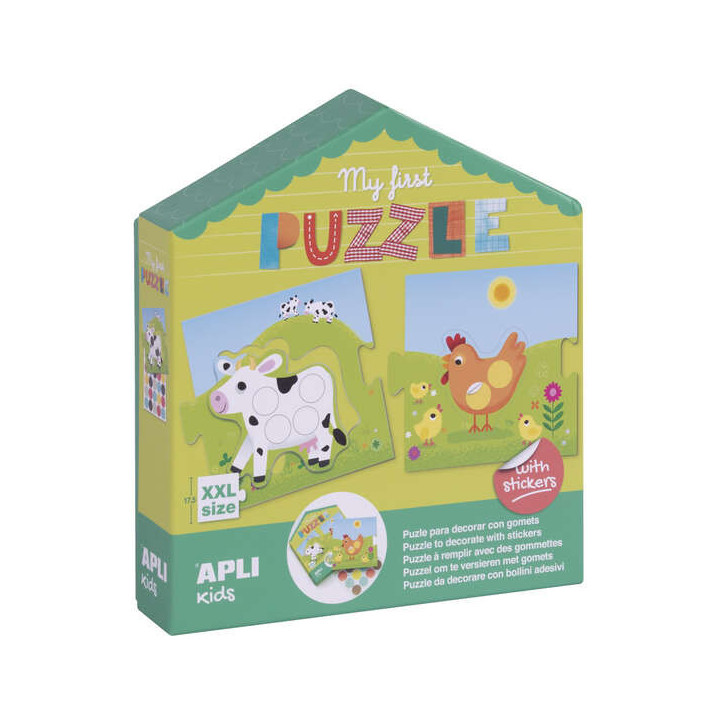 Apli My First Puzzle con Gomets - Ideal para Niños Pequeños - Fomenta la Coordinacion y la Concentracion - Incluye Pegatinas