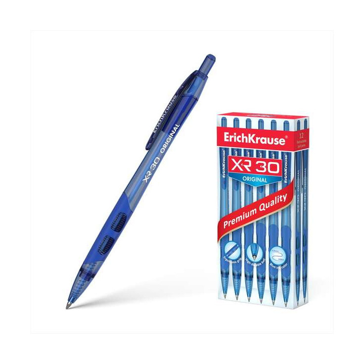 Erichkrause Boligrafo Automatico Xr-30 - Cuerpo Translucido Redondo - Zona de Agarre Ergonomica - Punta de 5 Canales - Tinta de