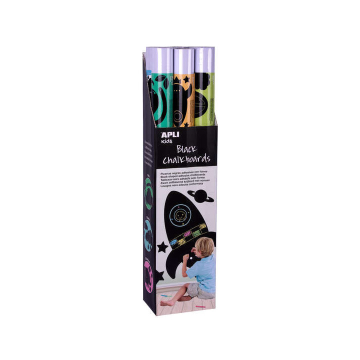 Apli Expositor Pizarras Negras y Adhesivas con Formas de Animales - Medida 100x60cm - 6 Modelos Diferentes - Adhesivo Removible