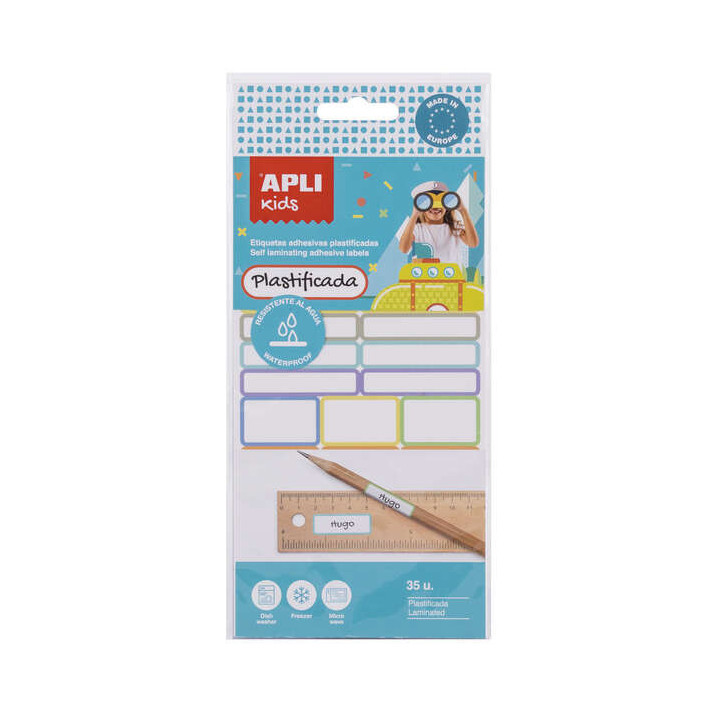 Apli Kids Pack de 35 Etiquetas Plastificadas Surtidas - Tres Tamaños: 46.5x10mm (14)