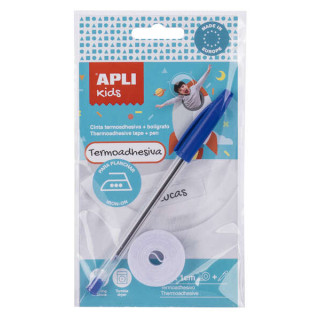Apli Cinta Termoadhesiva para Marcar Ropa - 10mmx2m - 70% Poliester y 30% Algodon - Resistente a Lavadora y Secadora - Facil Us