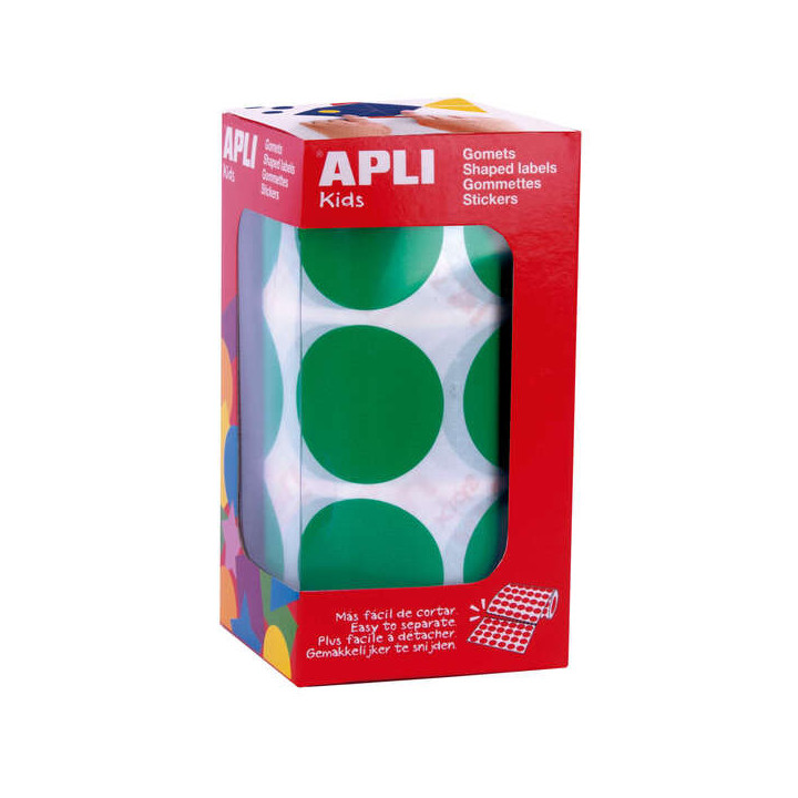 Apli Pack de 708 Gomets Redondos Ø 33mm - 59 Hojas Pretroqueladas - Adhesivo Permanente - Ideal para Escuelas Infantiles y Col