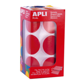 Apli Gomets XL Redondos Ø 33mm Rojos con Adhesivo Permanente - 708 Gomets por Rollo - Ideal para Desarrollar Psicomotricidad F