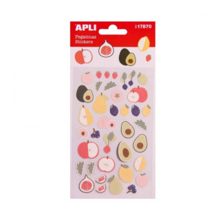 Apli Bolsa de Pegatinas con Frutas - Acabado Epoxy - Adhesivo Permanente - Ideal para Scrapbooking y Decoracion - Fomenta Creat