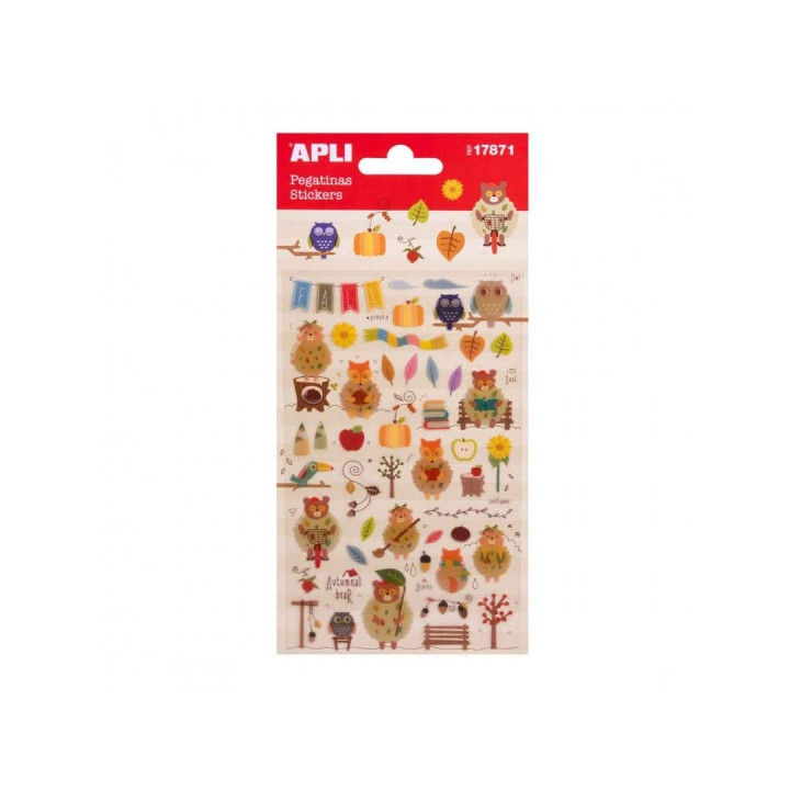 Apli Bolsa de Pegatinas de Otoño - Acabado Epoxy - Adhesivo Permanente - Ideal para Scrapbooking y Decoracion - Fomenta Creati