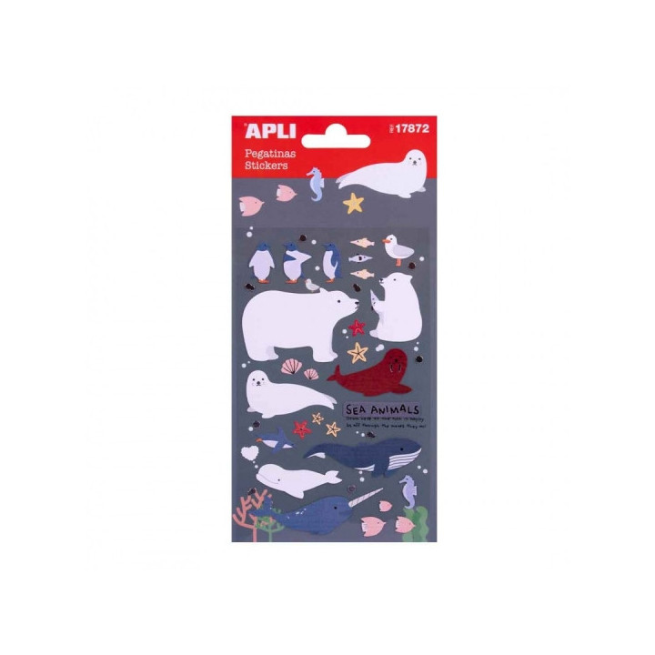 Apli Bolsa de Pegatinas con Animales Marinos - Acabado Epoxy - Adhesivo Permanente - Ideal para Scrapbooking y Decoracion - Fom