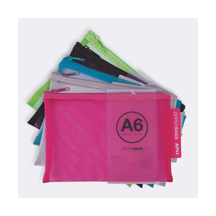 Apli Sobres Porta-Todo Nylon Transpirable A6 - Resistentes y Duraderos - Ideal para Equipos Electronicos - Cierre de Cremallera