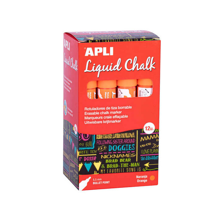 Apli Pack de 12 Rotuladores de Tiza Liquida - Punta Redonda - Ideal para Pizarras