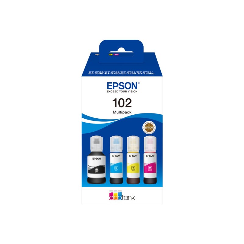 Epson 102 Pack de 4 Botellas de Tinta Originales - C13T03R640 Epson 102 Pack de 4 Botellas de Tinta Originales - C13T03R640