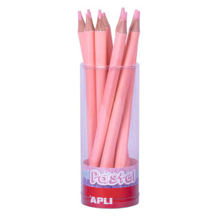 Apli Lapices Jumbo Pastel Rosa - Mina 5mm - Forma Triangular para Niños - 10mm Diametro - 170mm Largo - Pack 18 Unidades - Exp