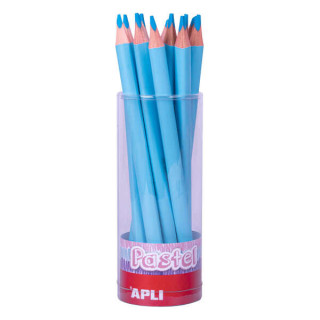 Apli Lapices Jumbo Pastel Azul - Mina de 5mm - Forma Triangular para Niños - 10mm de Diametro - 170mm de Largo - Pack de 18 Un