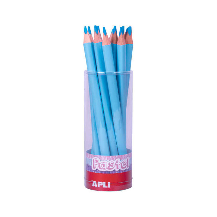 Apli Lapices Jumbo Pastel Azul - Mina de 5mm - Forma Triangular para Niños - 10mm de Diametro - 170mm de Largo - Pack de 18 Un