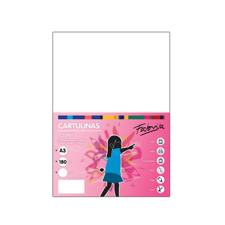 Fabrisa Pack de 25 Cartulinas 180 g/m² - Tamaño A3 - Color Blanco
