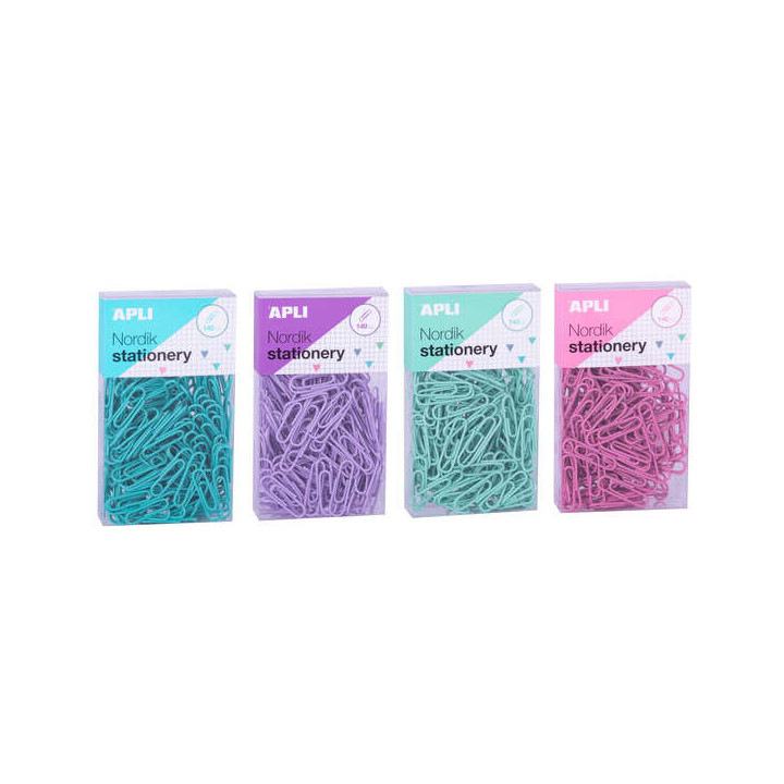 Apli Clips Nordik Pastel - 28mm - 140 Clips por Caja - 12 Cajas (3 Colores) - Eurohole para Colgar - Rosa