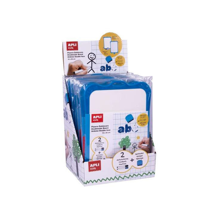 Apli Expositor de 10 Pizarras Blancas Rigidas con Borrador y Rotuladores - Tamaño 180 x 280 mm