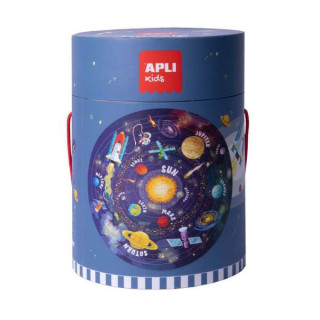 Apli Puzzle Circular del Sistema Solar de 48 Piezas - Tamaño Ø50cm - Poster para Facilitar Montaje - Recomendado para Niños