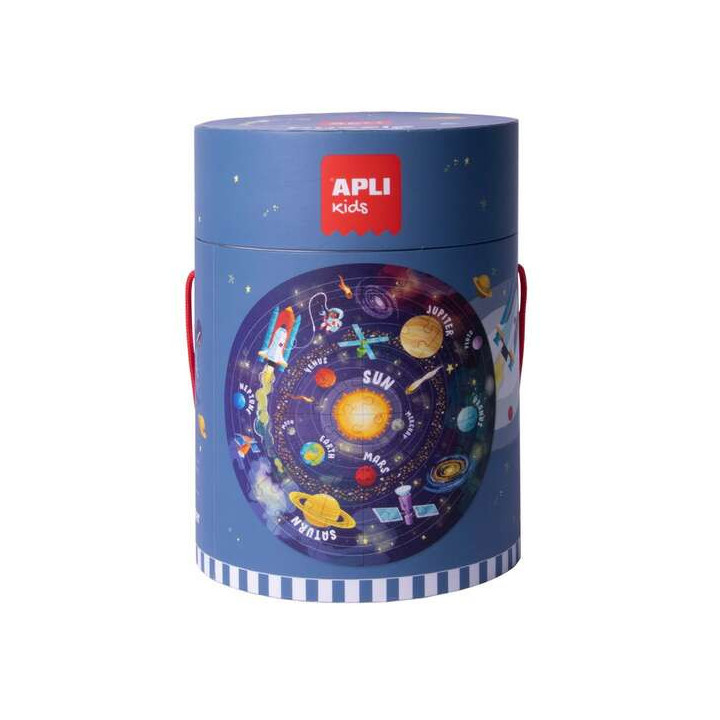 Apli Puzzle Circular del Sistema Solar de 48 Piezas - Tamaño Ø50cm - Poster para Facilitar Montaje - Recomendado para Niños