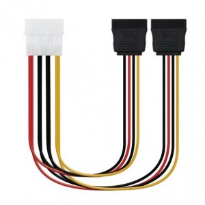 Nanocable Cable SATA Alimentacion 5.25" Molex 4pin Macho a 2x SATA Hembra 0.20m OEM