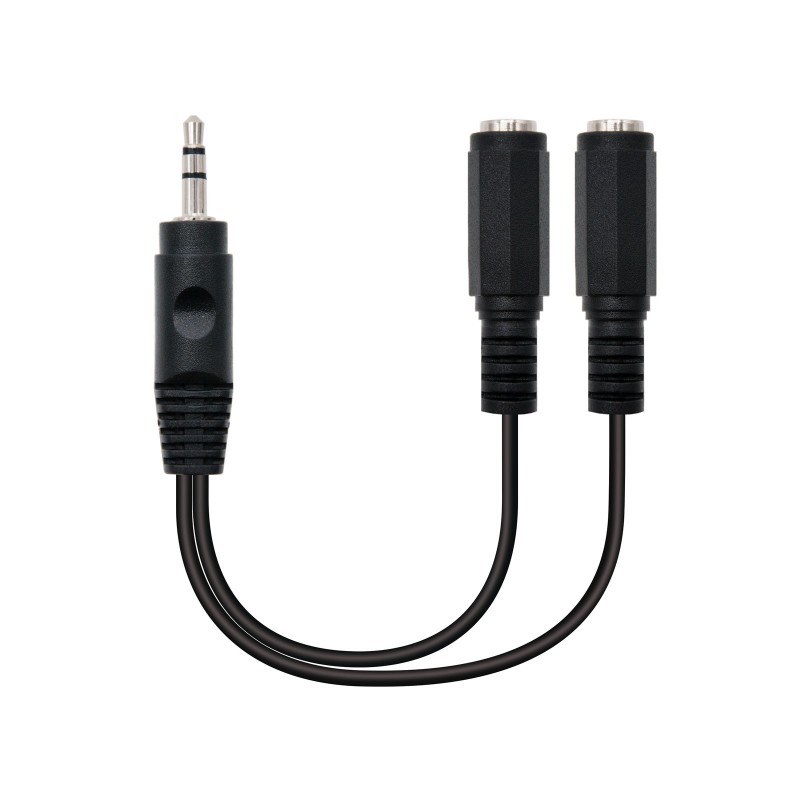 Nanocable Cable Audio Estereo 2x Jack 3.5mm Hembra a Jack 3.5mm Macho 0.15m - Color Negro Nanocable Cable Audio Estereo 2x Jack 3.5mm Hembra a Jack 3.5mm Macho 0.15m - Color Negro