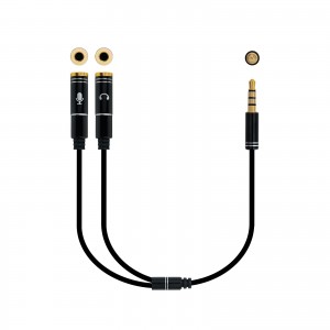 Nanocable Cable Adaptador Audio Jack 3.5mm Macho 4 Pines a 2x Jack 3.5mm Hembra 3 Pines 0.30m - Color Negro