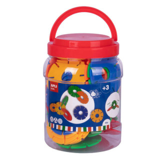 Apli Discos Circulares Didacticos - Ø 77mm - Kit de 60 Piezas para Construir Formas 3D - Desarrollo de Psicomotricidad Fina y