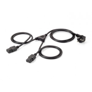Equip Cable de Alimentacion C13 2x IEC C13 Hembra - 1x Shucko C7 90º Macho - Longitud 2.6m - Color Negro