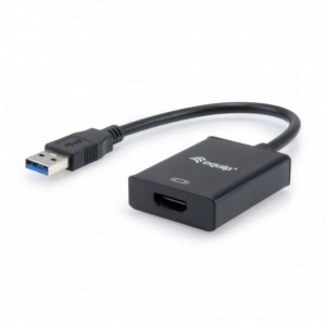 Equip Adaptador USB 3.0 a HDMI - Tasa de Transferencia 5 Gbit/s - Maxima Resolucion 1920x1080p - Color Negro