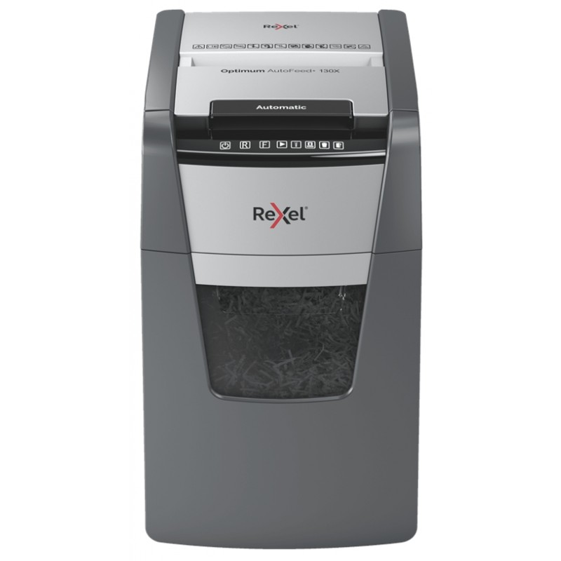 Rexel Optimum AutoFeed 130X Destructora Automatica de Corte en Particulas - 44L - Alimentacion Automatica 130 hojas - Ranura Ma