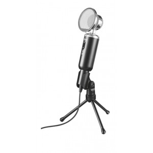 Trust Madell Microfono de Escritorio - Boton Mute - Conexion Jack 3.5mm - Soporte de Tripode - Filtro de Rejilla - Cable de 2.5
