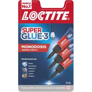 Loctite Pack de 3 Super Glue-3 Mini Trio Original - 1gr - Triple Resistencia - Adhesivo Transparente - Pegado y Fuerza Instanta