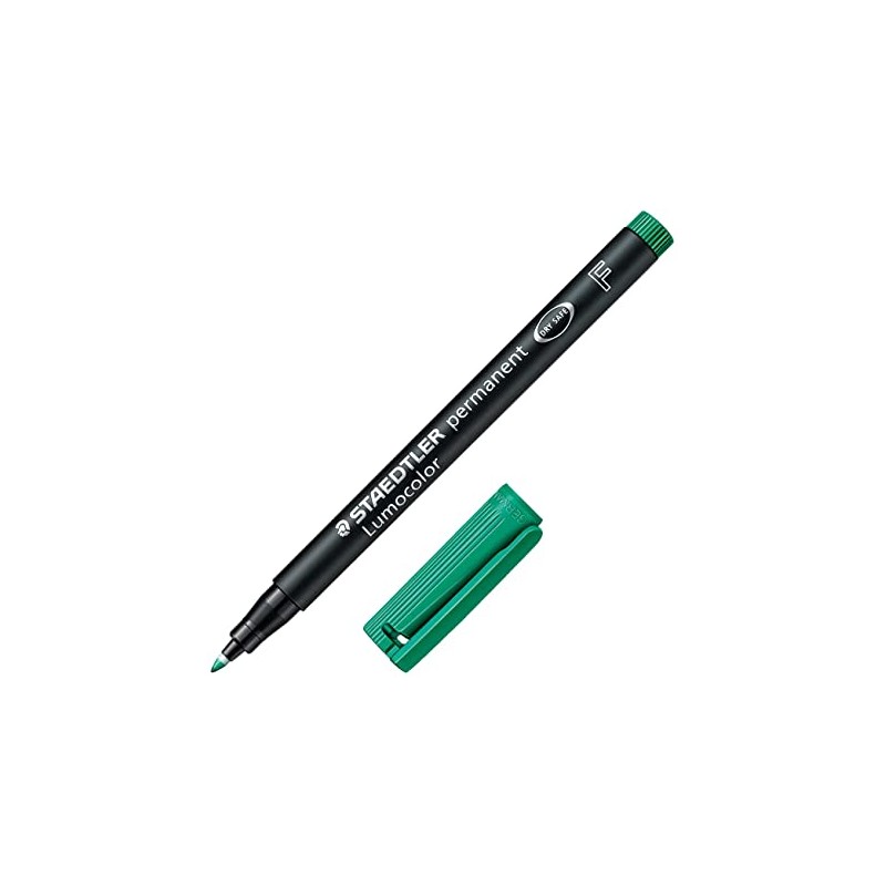 Staedtler Lumocolor 318 Rotulador Permanente - Punta Fina Redonda - Trazo 0.6mm - Capuchon con Clip - Secado Rapido - Color Ver Staedtler Lumocolor 318 Rotulador Permanente - Punta Fina Redonda - Trazo 0.6mm - Capuchon con Clip - Secado Rapido - Color Ver
