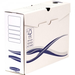 Fellowes Bankers Box Basic Pack de 25 Cajas de Archivo Definitivo A4+ 100mm - Montaje Manual - Carton Reciclado Certificacion F