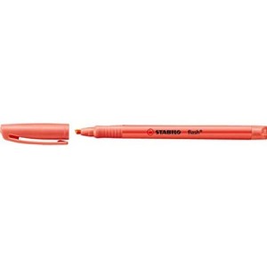 Satabilo Flash Marcador Fluorescente - Tamaño Bolsillo - Trazo de 1 y 3.5mm - Tinta con Base de Agua - Color Rojo
