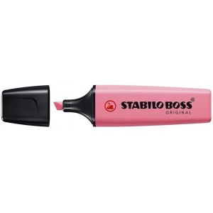 Stabilo Boss 70 Pastel Marcador Fluorescente - Trazo entre 2 y 5mm - Recargable - Tinta con Base de Agua - Color Rosa Cerezo en