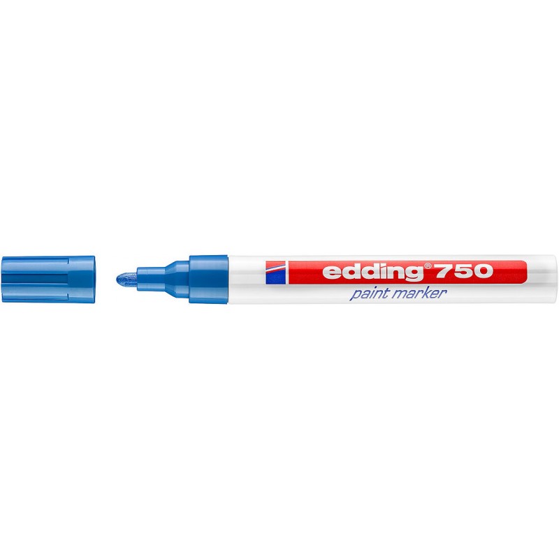 Edding 750 Rotulador Permanente - Punta Redonda - Trazo entre 2 y 4 mm. - Tinta Opaca - Secado Rapido - Color Azul Edding 750 Rotulador Permanente - Punta Redonda - Trazo entre 2 y 4 mm. - Tinta Opaca - Secado Rapido - Color Azul