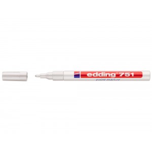 Edding 751 Rotulador Permanente - Punta Redonda - Trazo entre 1 y 2 mm. - Tinta Opaca - Secado Rapido - Color Blanco