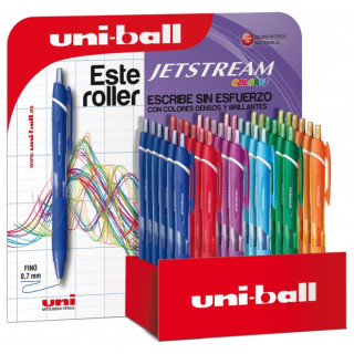 Uni-ball SXN-150C JetStream Colores Expositor de 36 Boligrafos Retractiles - Punta de Bola 0.7mm - Tinta Pigmentada Resistente