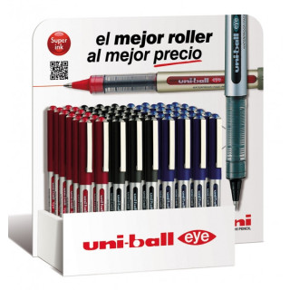 Uni-ball Eye Micro UB-150 Expositor de 54 Boligrafos de Tinta Liquida - Punta de Bola 0.5mm - Tinta Resistente al Agua y Luz -
